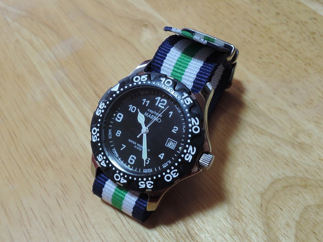MARINO Capitano腕時計（カジュアルダイバーズ）レビュー～ダイソーのナイロンベルトでお手軽用途にカスタマイズ